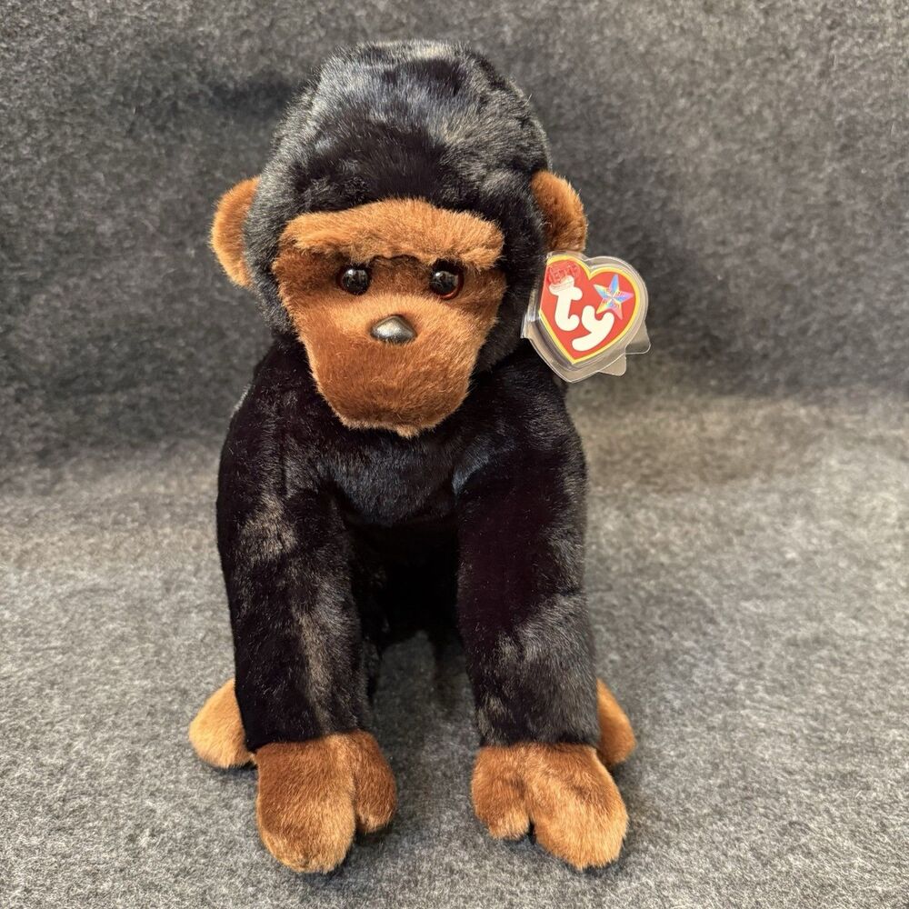 Ty Beanie Buddies Congo the Gorilla Plush 10” Black Brown Stuffed Animal Toy